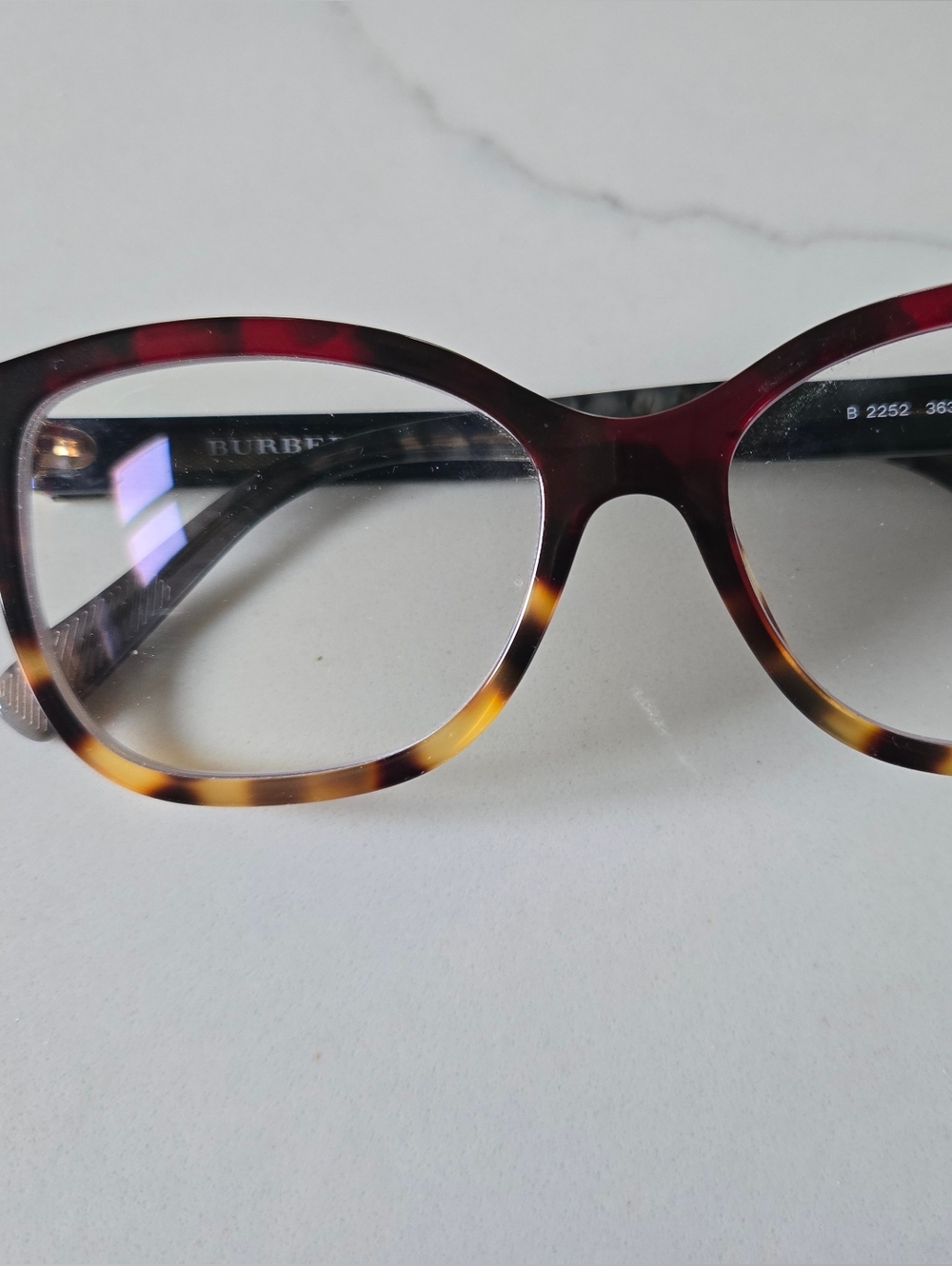 Burberry B2252 3635 eyeglasses red tortoise square full rim framesw/ New Case